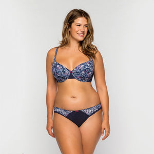 Curve BH Monia blaue Blümchen C-G Cups Vollansicht - Organza Lingerie