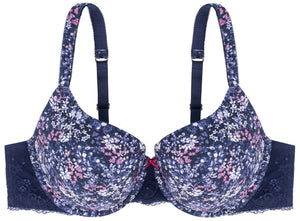 Curve BH Monia blaue Blümchen C-G Cups Detailansicht - Organza Lingerie